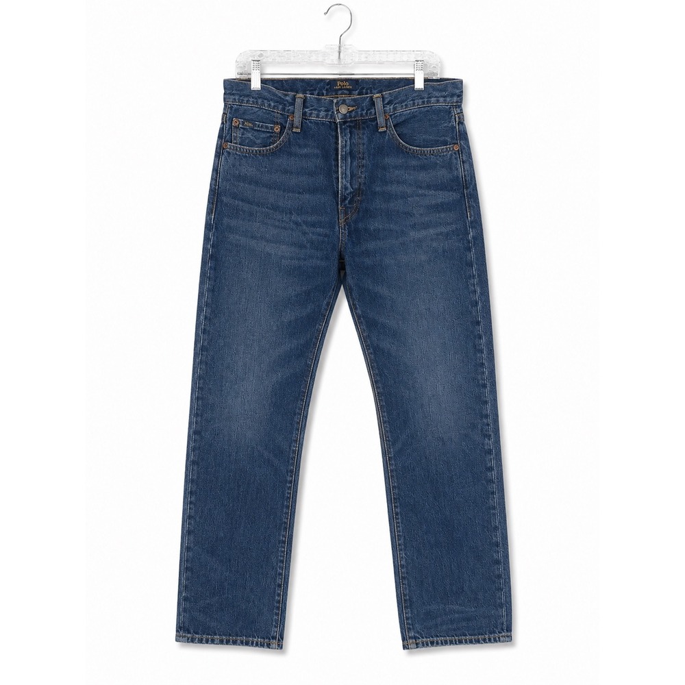 Polo Ralph Lauren Mens Straight Leg Jeans Medium Wash Blue 32x30 Cotton Denim